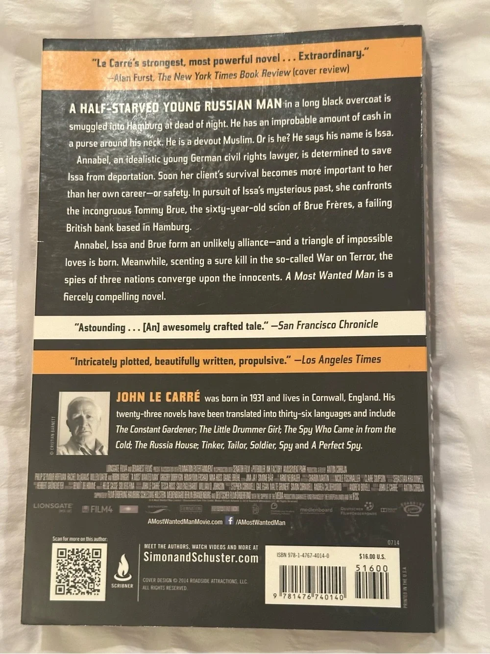 💥 $5 if bundled - A Most Wanted Man by John le Carré Paperback Book NWT